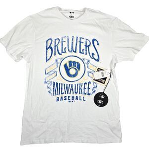 Darius Rucker Men's Medium MLB Milwaukee Brewers Retro Logo T-Shirt White New